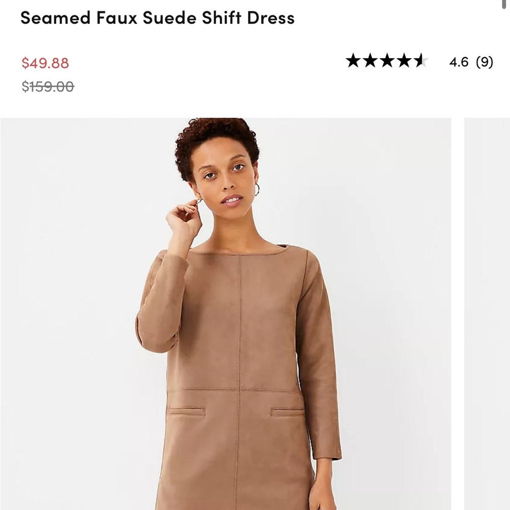 NWT Ann Taylor Seamed Faux Suede Shift Dress - 6